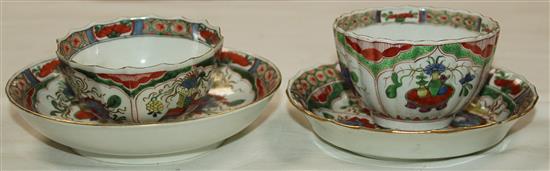 Two tea bowls and saucers